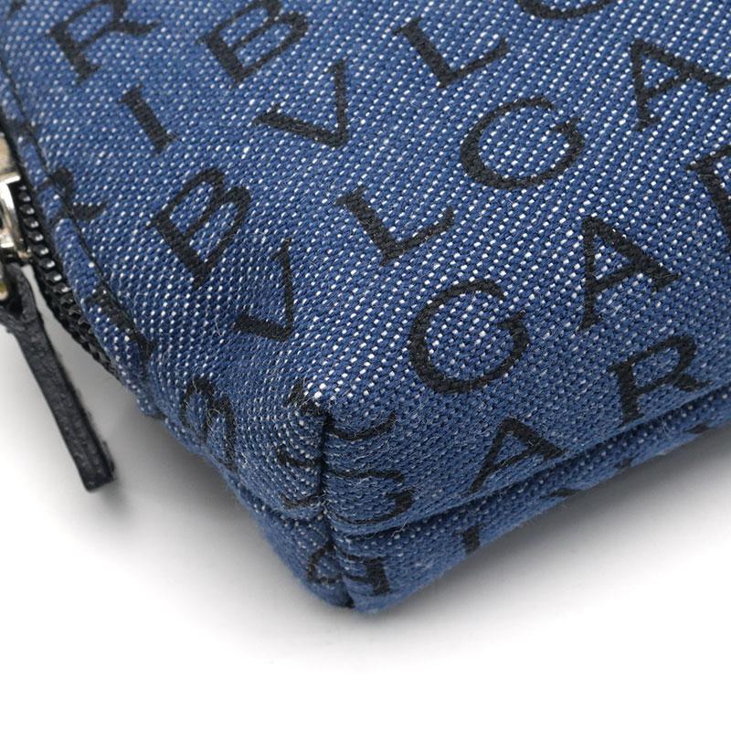 ブルガリ BVLGARI コスメポーチ スモールサイズ ロゴマニア デニム