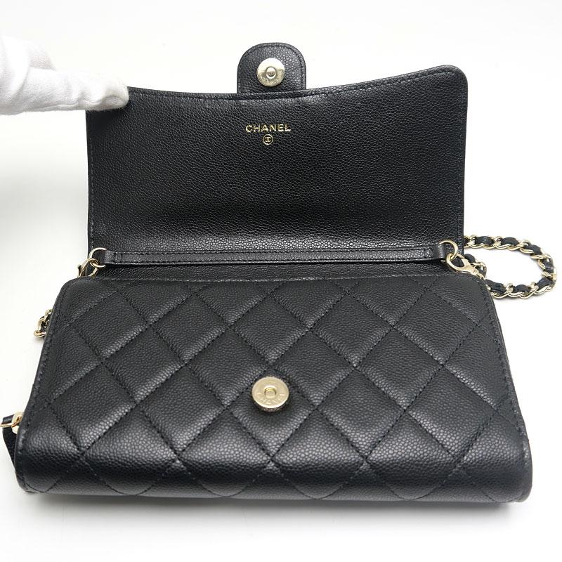 CHANEL（シャネル） チェーンウォレット キャビアスキン ブラック