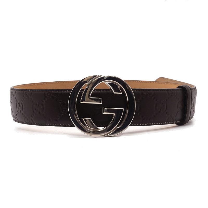 GUCCI インターロッキングG ベルト レザー ブラック 411924 GUCCI（グッチ） インターロッキングG バックル付き レザー ベルト