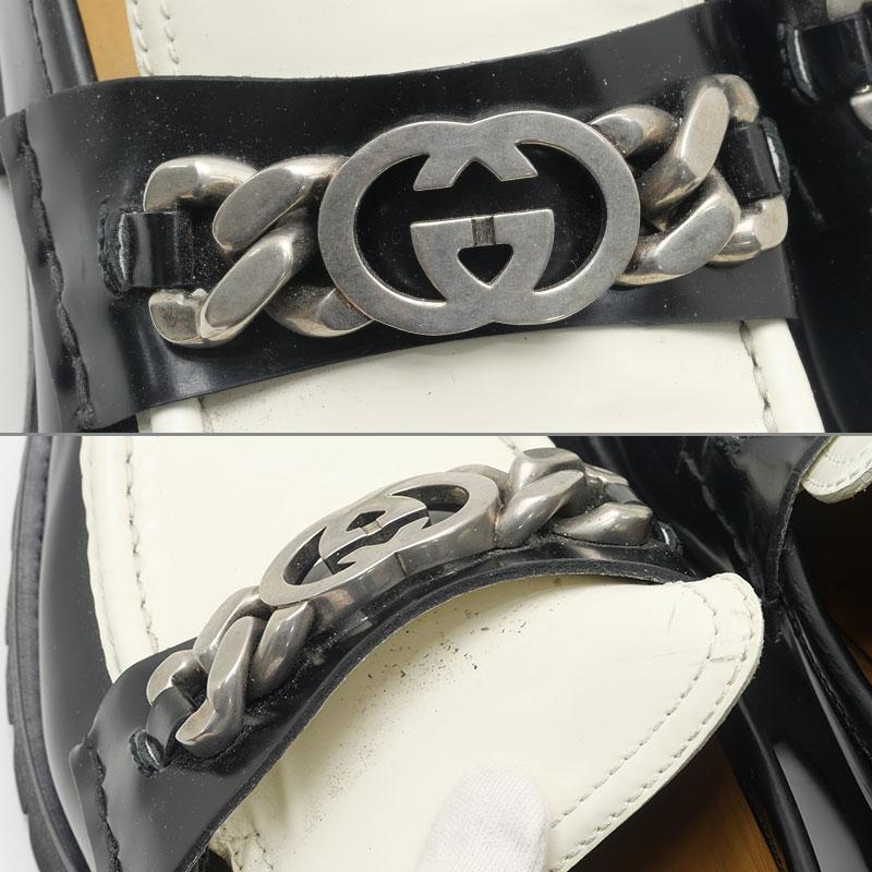 GUCCI（グッチ） インターロッキングG ローファー ブラック×ホワイト