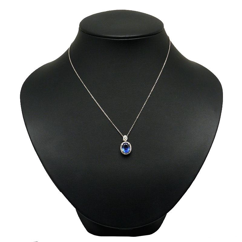 サファイアダイヤモンドネックレス Pt850・Pt900・サファイア3.18ct 