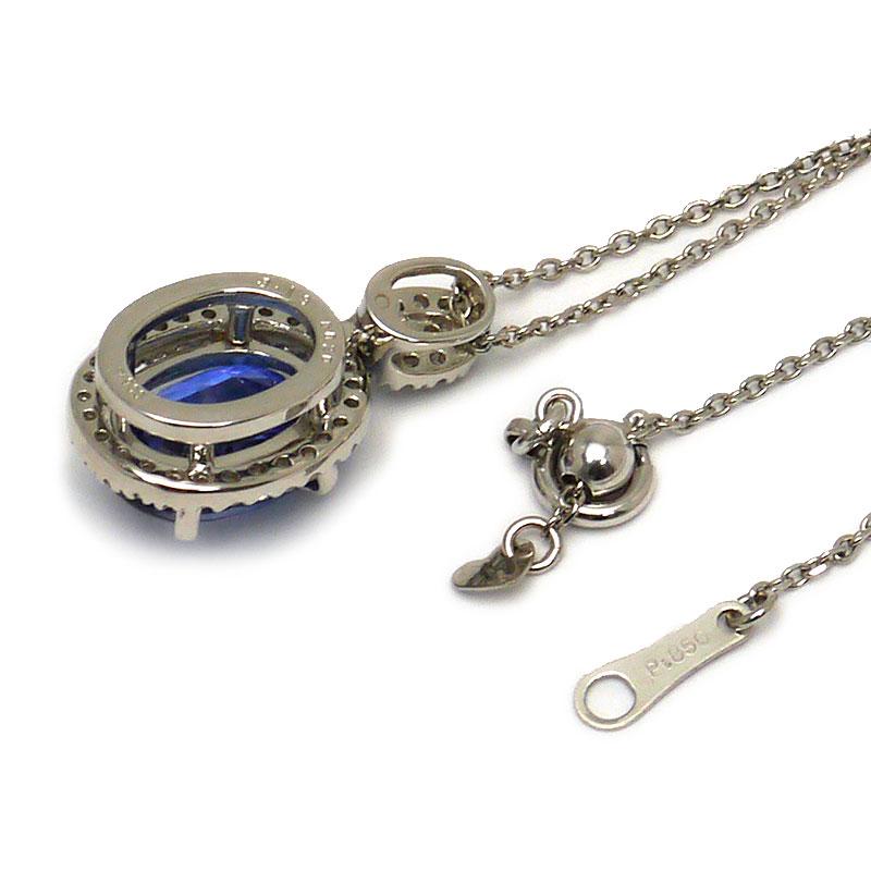 サファイアダイヤモンドネックレス Pt850・Pt900・サファイア3.18ct 