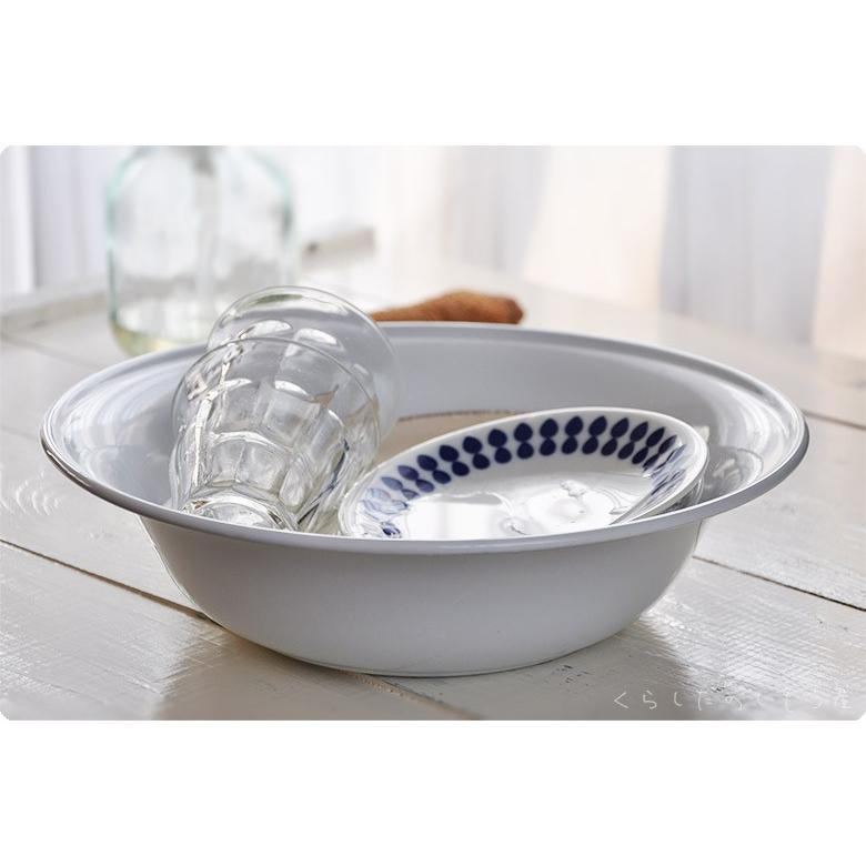 ホーロー 洗面器 ウォッシュベイシン ホワイト/洗い桶 白 琺瑯