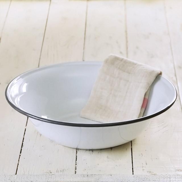 ホーロー 洗面器 ウォッシュベイシン ホワイト/洗い桶 白 琺瑯