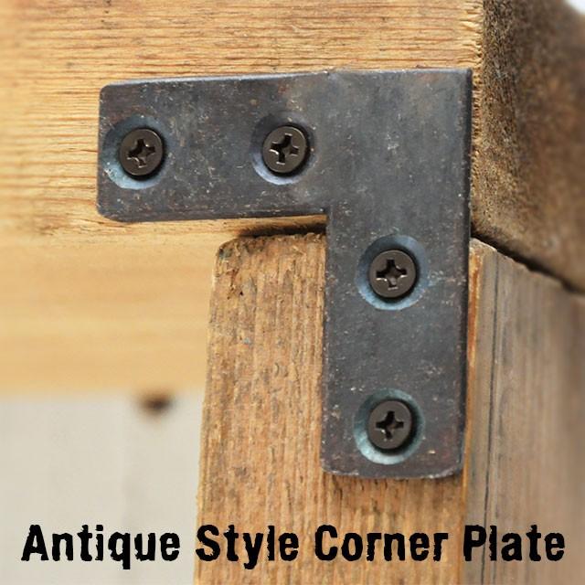 レトロ アンティーク風 隅金 コーナー金具 L字 /平金折れ プレート
