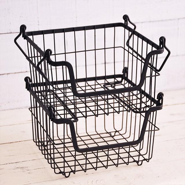 前開きタイプ「スタッキングできるワイヤーバスケット」Sサイズ