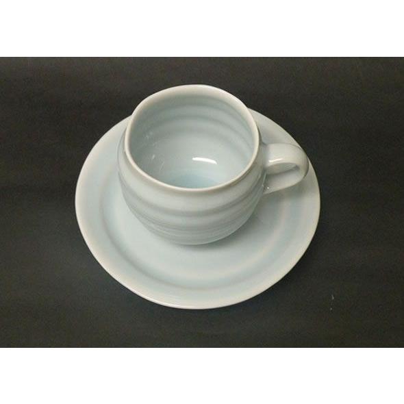 砥部焼　コーヒーカップ　　淡青白カップ＆ソーサー　陶彩窯　焼き物　陶器 |  | 01