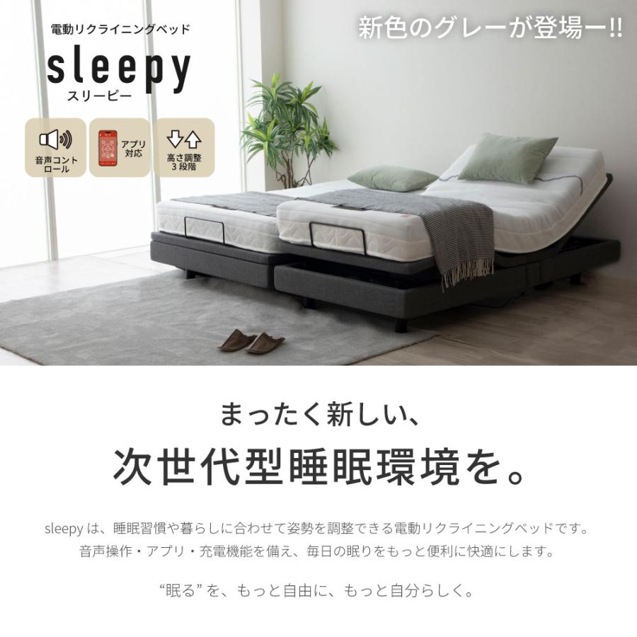 電動ベッド スリーピー sleepy  夜香care（ケア）マットレス付  3段階高さ調節　リクライニング セミダブル  日本製ポケットコイルマットレス　送料無料　5-002 |  | 01