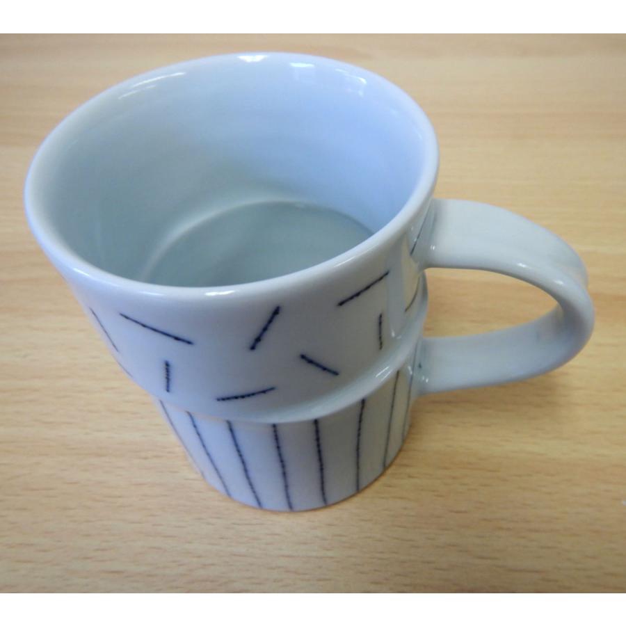 砥部焼　マグカップ　呉須象嵌　乱線×縦じま　カップ　陶彩窯　焼き物　陶器 |  | 01