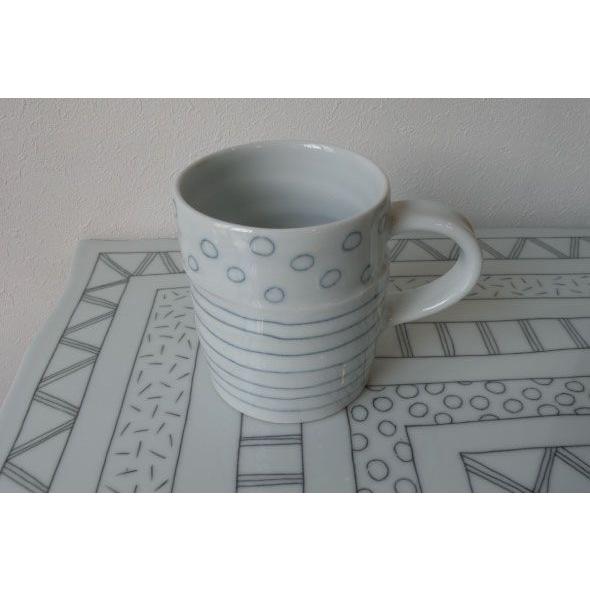 砥部焼　マグカップ　呉須象嵌　丸×横線　陶彩窯　焼き物　陶器 |  | 01