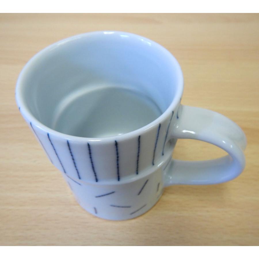 砥部焼　マグカップ　呉須象嵌　縦じま×乱線　カップ　陶彩窯　焼き物　陶器 |  | 02