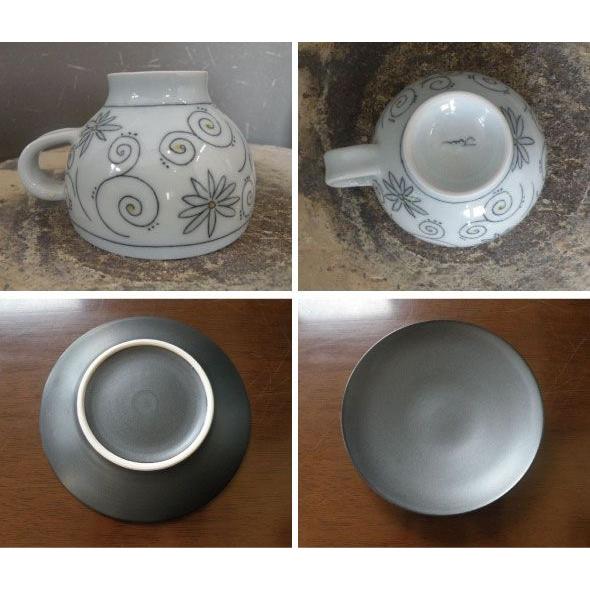 砥部焼　コーヒーカップ＆ソーサー　ティーカップ　花丸型　焼き物　陶器　陶彩窯 |  | 02