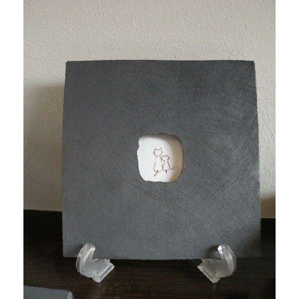 砥部焼　フレーム 大　壁掛  　猫　ネコ　陶彩窯　焼き物　陶器 | 