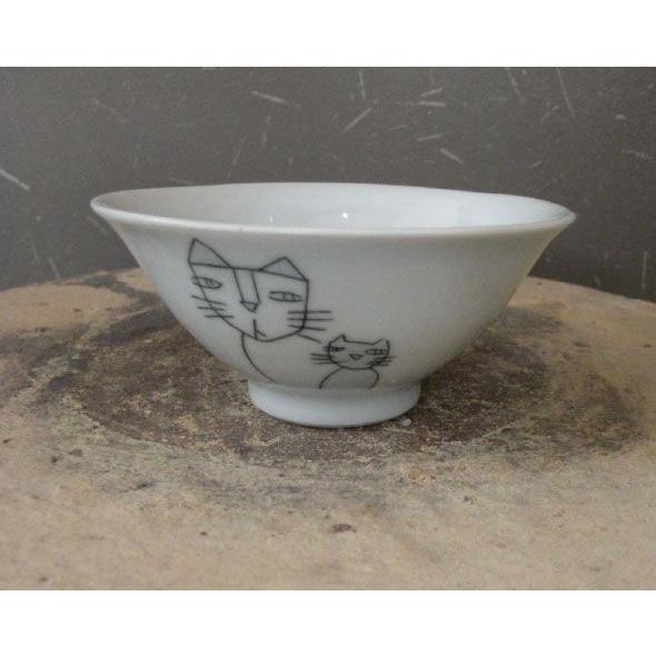 砥部焼　茶わん　大　猫　ネコ茶碗　陶彩窯　焼き物　陶器 | 