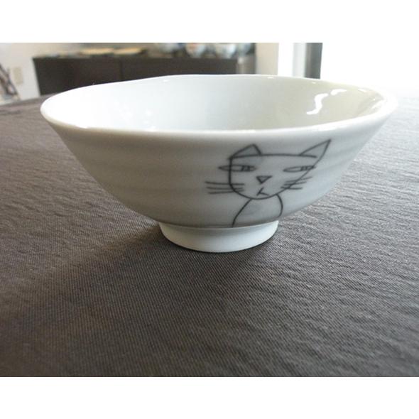 砥部焼　茶わん　子供用　ネコ　猫　陶彩窯　焼き物　陶器　 |  | 01