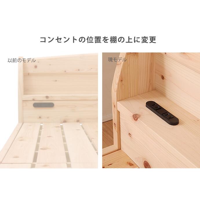 ベッド　すのこベッド 　繊細すのこ　島根県産・高知四万十産　 ひのき　高さ調節　2口コンセント　TCB223　フレームのみ　セミダブル |  | 03