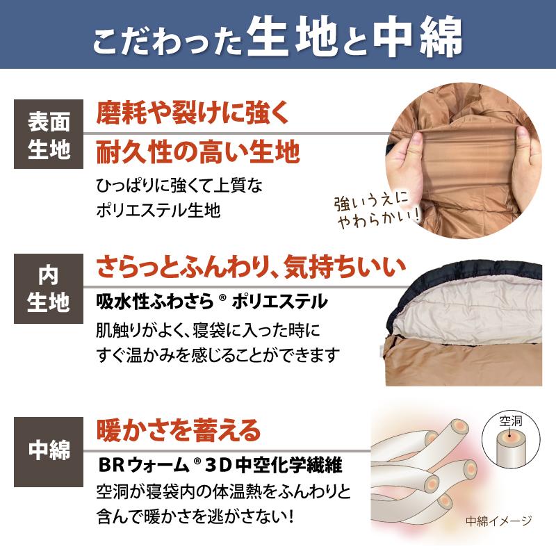 Bears Rock（ベアーズロック） 寝袋 冬用 封筒型 車中泊 オール