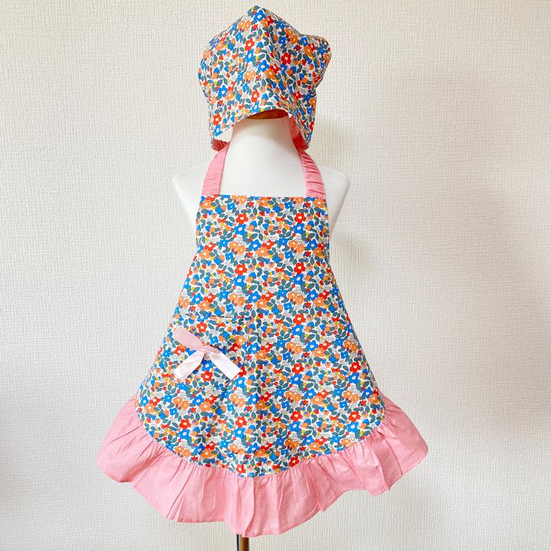 こどもエプロン お手伝いが楽しくなるおしゃれな子供用エプロン 便利な三角巾付 110cm 1cm 女の子 子供用 100 1cmサイズ 子供 エプロン 料理教室 前掛け 三角巾 ゴム 100cm 小学生 幼児 セット 幼稚園 送料無料 料理子どもエプロン エプロン キッズエプロン 可愛い