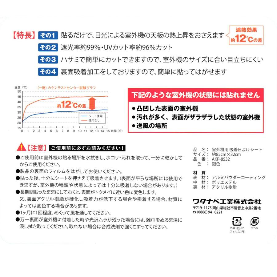 送料無料 ワタナベ工業 室外機用 吸着日よけシート 省エネ 節電
