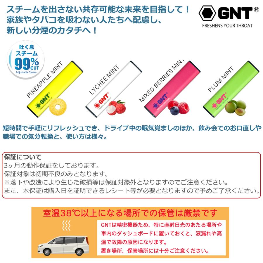 GNT 使い切り 清涼 VAPE メンソール ミント 新型VAPE ベイプ ニコチン0