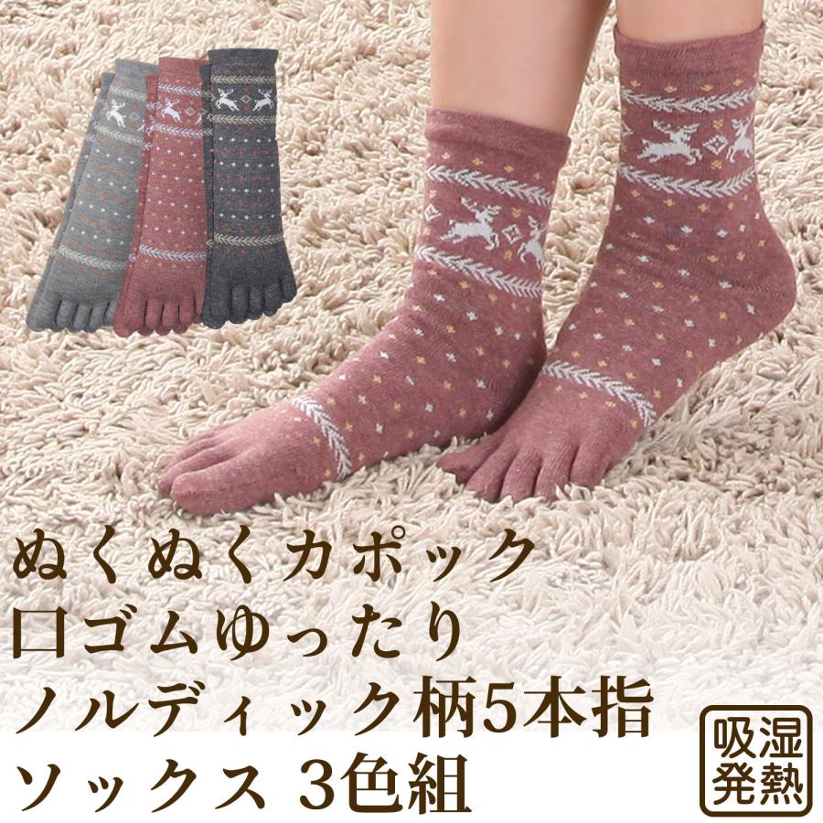 三笠（mikasa） ぬくぬくカポック 口ゴムゆったり ノルディック柄 5本