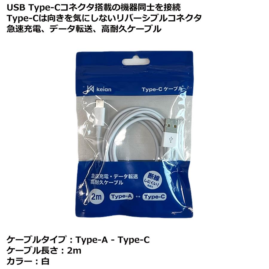 KSPT-24-WH＋Type-A to Type-C 2m】自動識別IC内臓 AC 充電器
