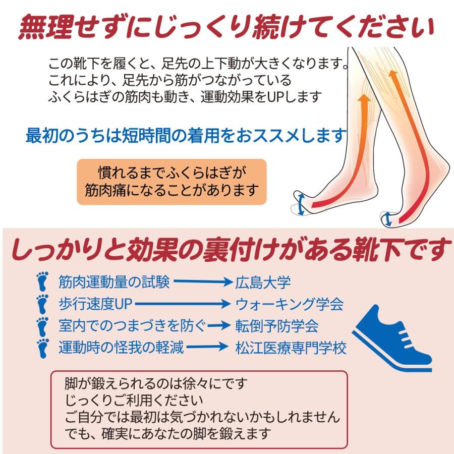 送料無料  履くだけ筋トレ ウォーキングソックス 蘭華 広島大学 ‐ながら運動 筋力トレーニング 筋力サポート 筋力アップ 運動サポート 靴下 スポーツソックス｜kurazo｜07