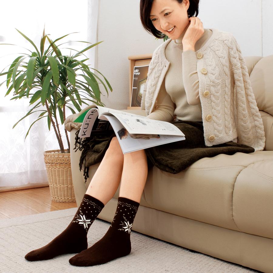 三笠（mikasa） 吸湿発熱 ムレにくい あったか 雪柄 ソックス 4色組