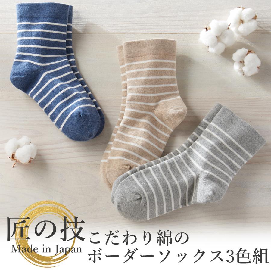 三笠（mikasa） 匠の技 こだわり 綿のボーダーソックス 3色組 2015030