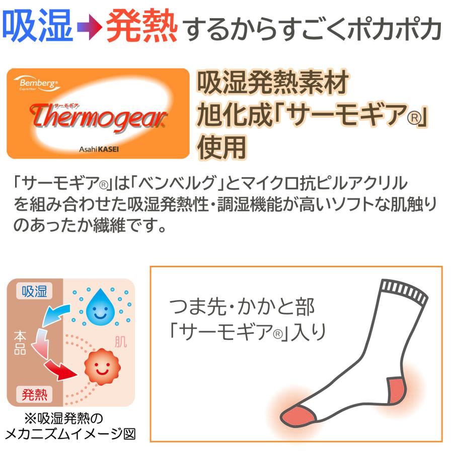 三笠（mikasa） 旭化成 サーモギア使用 吸湿発熱 つま先＆かかと