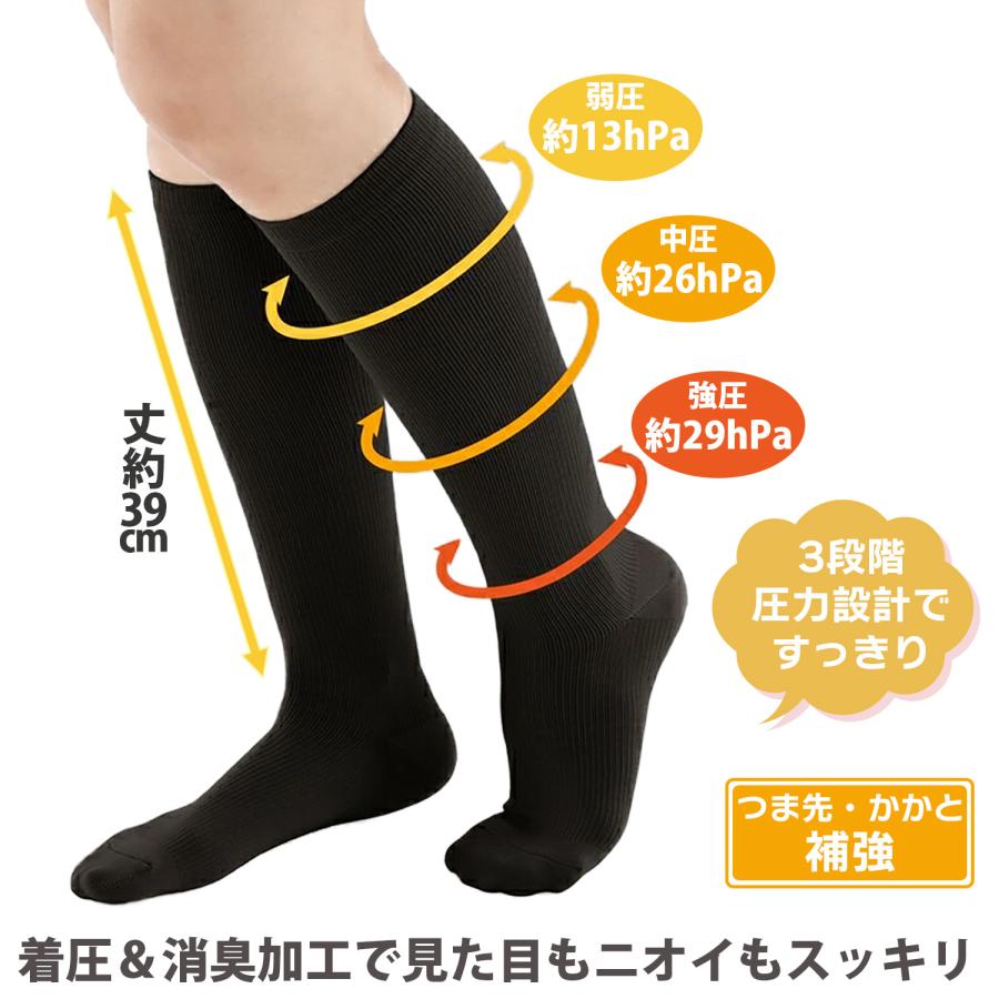 三笠（mikasa） 【同色3足セット】消臭 着圧 ハイソックス 3足組