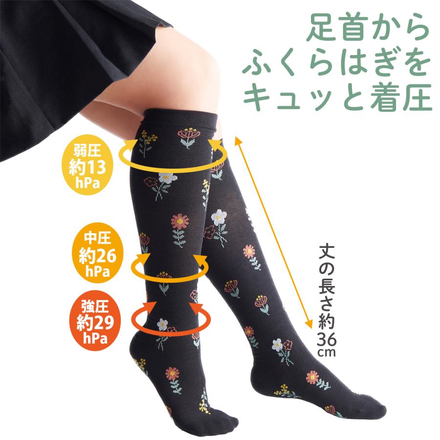 三笠（mikasa） 【2足セット】花柄 着圧ハイソックス 2柄組 2014520
