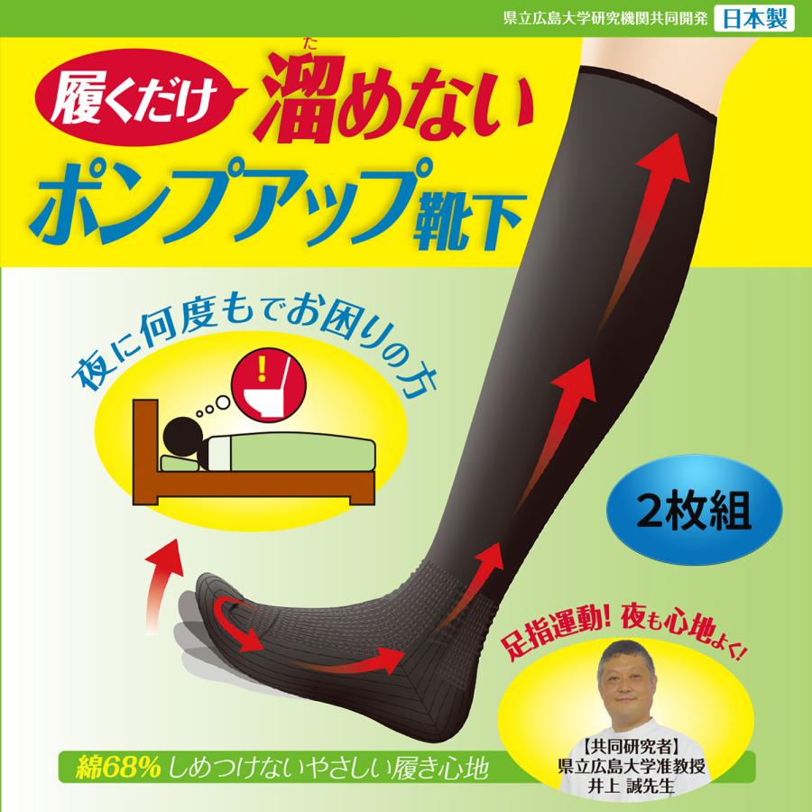 履くだけ溜めないポンプアップ靴下 2枚組 ‐頻尿 睡眠 夜間頻尿 締めつけない 血行促進 頻尿 蘭華 日本製 靴下  ソックス 医療用 加圧ソックス 着圧ソックス 蘭華 コーポレーションパールスター 履くだけ 溜めない ポンプアップ 靴下 2