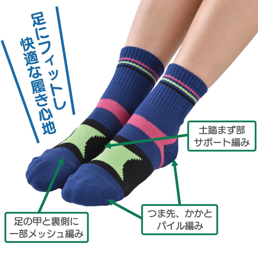 三笠（mikasa） 先丸ソックス 今日も歩こう ウォーキング 3色組