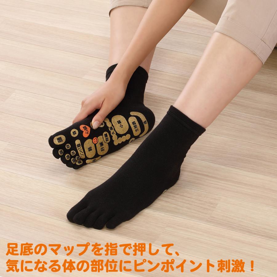 三笠（mikasa） 両面足つぼ 5本指 婦人 つぼ押し 靴下 TSUBOレシピ