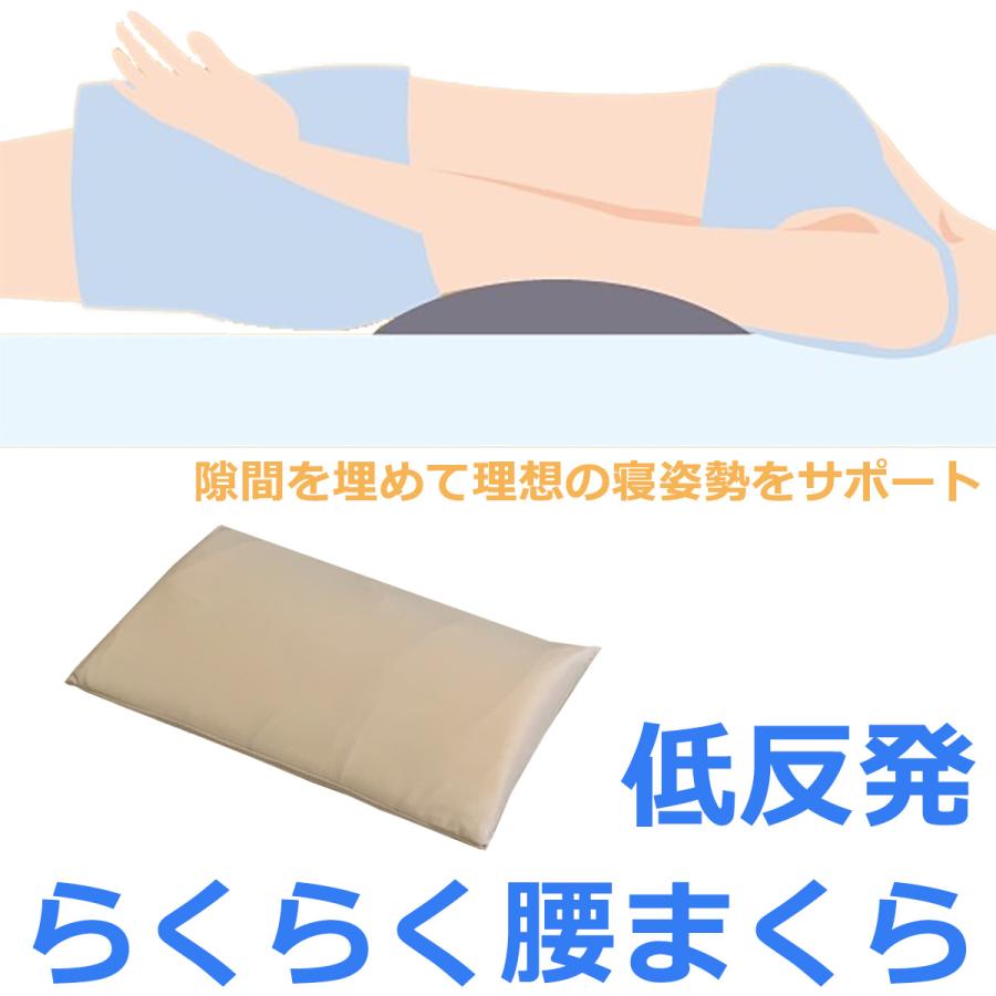 体圧分散 腰まくら 低反発 らくらく 腰まくら‐腰専用 枕 腰痛 快眠 腰当て 腰枕 腰まくら 背当て 腰サポートクッション 寝姿勢サポート ルナール 直送｜kurazo