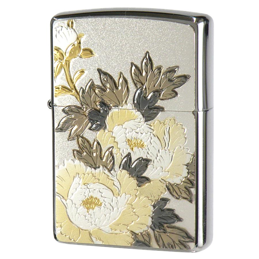ZIPPO（ジッポー） 電鋳板 牡丹 ぼたん ボタン 電気メッキ技法 日本