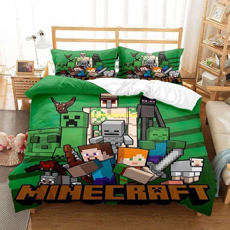 マインクラフト 寝具カバーセット 3点セット 布団カバー 掛け布団カバー 敷き布団カバー 柔らか肌触り 四季通用 丸洗いok 通気吸湿 子供 ギフト muu 紅商会 通販 Yahoo ショッピング