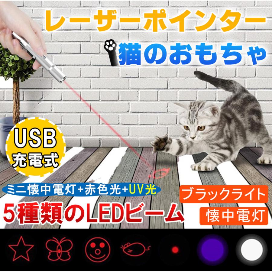 猫 おもちゃ LEDポインター ペンライト 懐中電灯 USB充電式 防災 猫用品