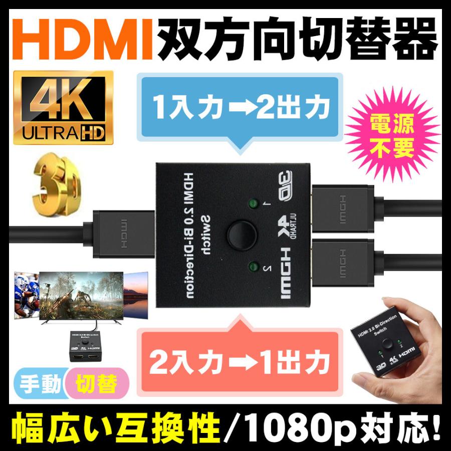 Hdmiセレクター Hdmi切替器 Hdmi分配器 2入力 1出力 1080p 4k対応 パソコン