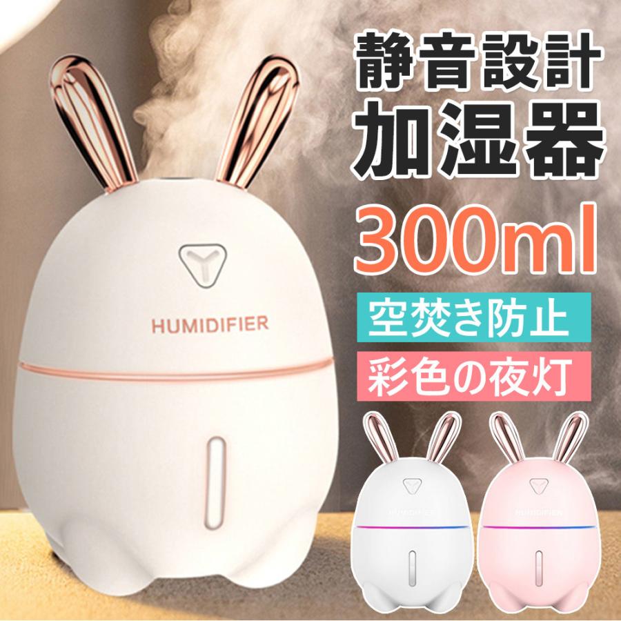 ミニ加湿器 Usb スチーム式 車載 卓上 おしゃれ 小型 軽量 全品最安値に挑戦 かわいい ミスト 美容加湿 静音設計 彩色の夜灯