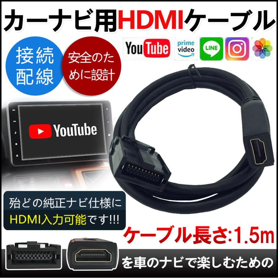 HDMI変換ケーブル カーナビ用 タイプE 車用 ミラーリング スマホ接続 配線 コード アダプター 車載ビデオ専用HDMIケーブル 上品なスタイル