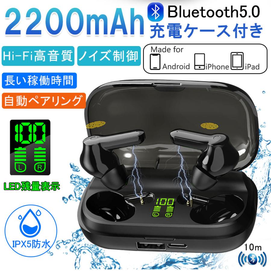 ワイヤレスイヤホン Bluetooth5 0 Led付き 両耳 高音質 充電ケース付き 携帯充電可能 軽量 Iphone Ipad Pc Android対応 D948 Ej Bl S Kuri Store 通販 Yahoo ショッピング
