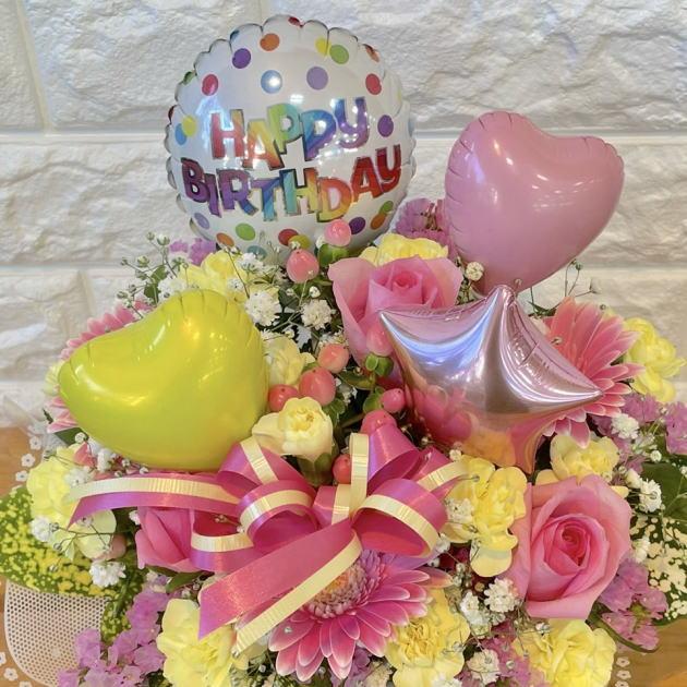 BIRTHDAYバルーンフラワー アレンジメントSsize 贈り物 誕生日