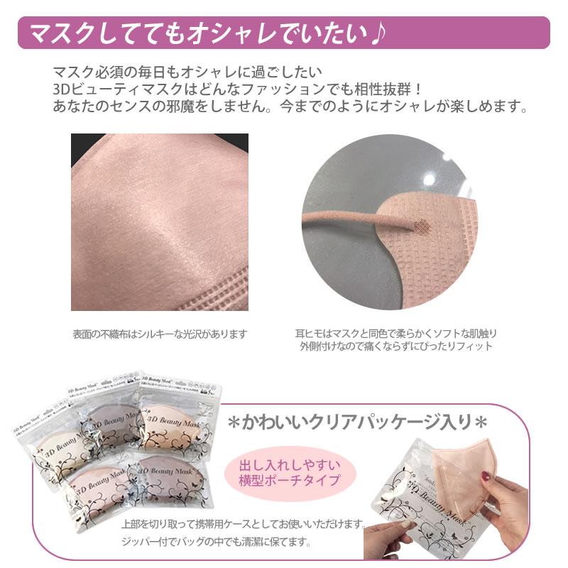 5パック購入ごとにプレゼント付】血色マスク 不織布 立体 3Dビューティ 