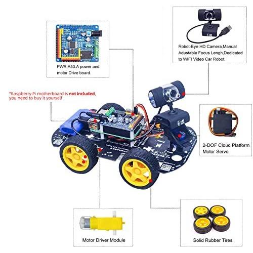 xiaor Geek DsワイヤレスWiFiスマートロボット車ロボットキットRaspberry Pi、リモート制御HDカメラ8?G SD Pi Raspberry 3B