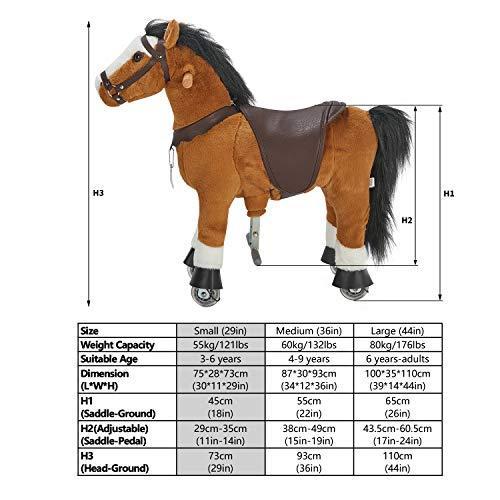 Ufree horse、動く馬、乗用玩具、小さいサイズ木馬、木馬おもちゃ、走れ、ポニー29”、子供へのプレゼント、白い額 並行輸入 並行輸入
