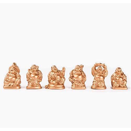 Brass Statu 1インチ ゴールド 笑う仏陀 フィギュアコレクション ギフトセット 6個 ミニゴールド｜kurichan-shop