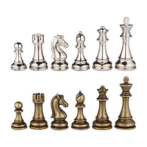 Mars Silver and Bronze Metal Chess Pieces with Extra Queens - Pieces