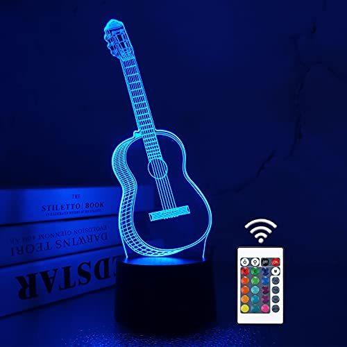 3Dナイトライト ギターギフト 音楽愛好家へのギフト 3Dイリュージョンランプ リモコン付き 16色に変化 楽器店 ホームパーティー用品 並行輸入